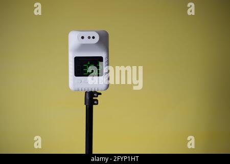 Closeup shot of thermometer scanner, Automatic thermometer for checking body temperature Stock Photo