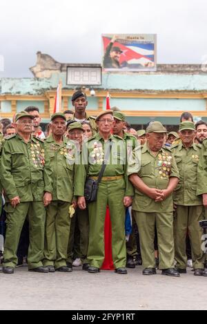 Santa Clara, Cuba-January 6, 2019:   Celebration of the Victory Caravan in the Leoncio Vidal Park. The event count with numerous combatants of the Cub Stock Photo