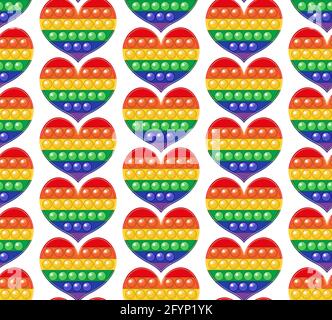 Popit colorful rainbow seamless pattern fidget sensory antistress toy pop it endless texture print background Stock Vector