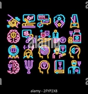 Psychotherapy Help neon glow icon illustration Stock Vector
