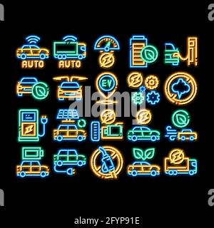 Electric Car Transport neon glow icon illustration Stock Vector
