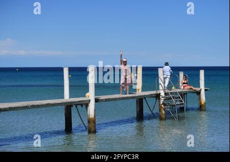 Illustration Saint Tropez and Ramatuelle. Pampelonne Beach, legendary Club ‘Le Club 55’ owner Patrice de Colmont Saint Tropez, southeastern France, on May 2021. Photo by Christian Liewig/ABACAPRESS.COM Stock Photo