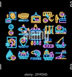 Fishing Industry Business Process Icons Set Vector Stock Vector