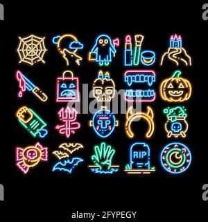 Halloween Celebration neon glow icon illustration Stock Vector