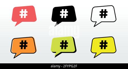 Hashtag, social media icons set. Hashtag icon. Hashtag symbol. Social Media icon. Vector illustration. Stock Vector