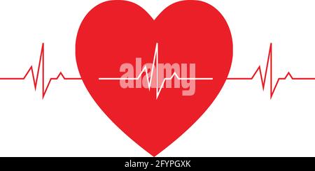 Red Hear with EKG normal sinus rhythm Stock Vector