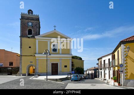 A church in the square of Montefredane, a medieval village in the province of Avellino, Italy. Stock Photo