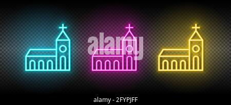 Church symbol neon vector icon. Stock Vector