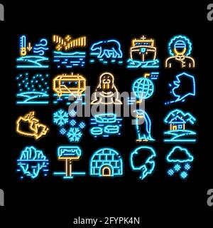 Arctic And Antarctic neon glow icon illustration Stock Vector