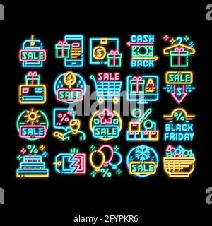 Cost Reduction Sale neon glow icon illustration Stock Vector