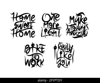 Set lettering Text on white background in vector illustration. Stock Vector