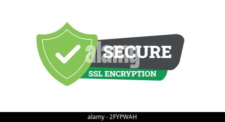 Secure connection icon vector illustration isolated on white background, flat style secured ssl shield symbols, protected safe data encryption Stock Vector