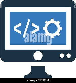 Custom coding, developer, programming icon is isolated on white background. Simple vector illustration for graphic and web design or commercial purpos Stock Vector