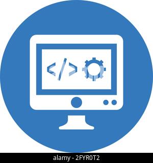 Custom coding, developer, programming icon is isolated on white background. Simple vector illustration for graphic and web design or commercial purpos Stock Vector