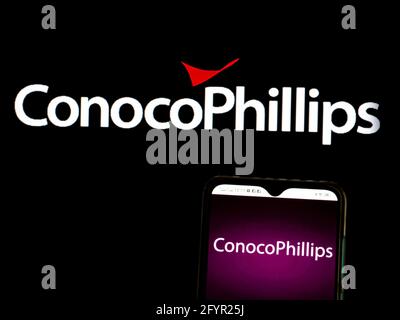 Ukraine. 29th May, 2021. In this photo illustration, a ConocoPhillips Company logo seen displayed on a smartphone. Credit: Igor Golovniov/SOPA Images/ZUMA Wire/Alamy Live News Stock Photo