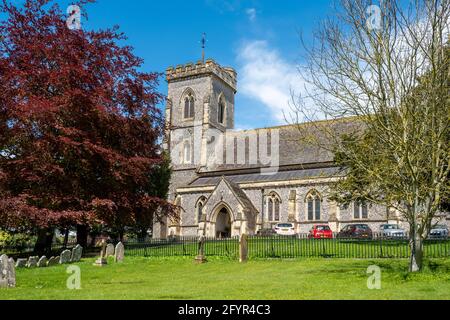 St. John the Evangelist Church in West Meon, a pretty Hampshire village, England, UK, during May Stock Photo