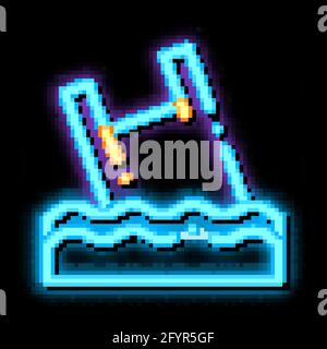 Bag Junk Flotsam In Ocean neon glow icon illustration Stock Vector