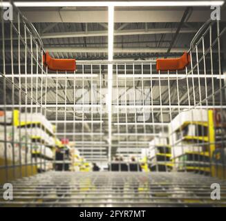 closeup view from inside shopping cart Stock Photo