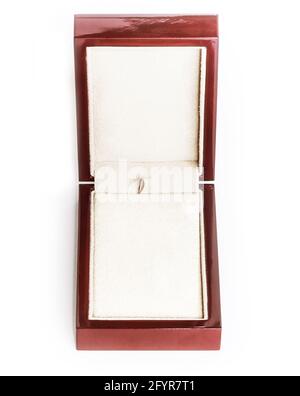 opened vintage style wooden gift box isolated Stock Photo