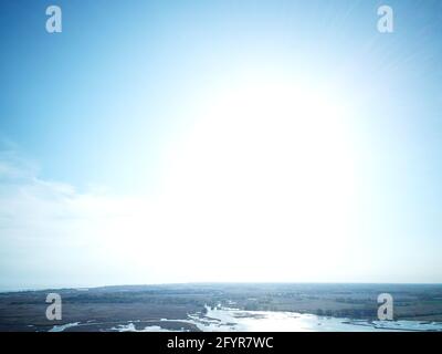 Beautiful view of the horizon of the skies and the ocean at John Boyd Thacher State Park, USA Stock Photo