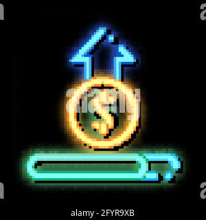 Coin Cash Dollar Growing Up neon glow icon illustration Stock Vector