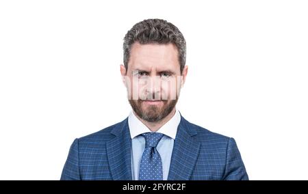 Middle-aged office worker wear navy suit with tie in formal business style, white collar Stock Photo