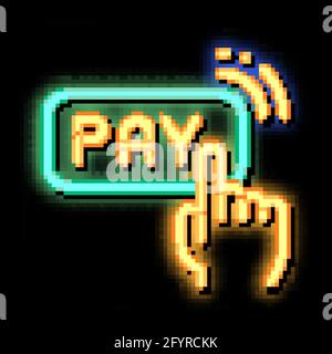One Click Touch Payment neon glow icon illustration Stock Vector