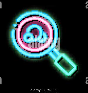 Magnifier Bacteria Microbe neon glow icon illustration Stock Vector