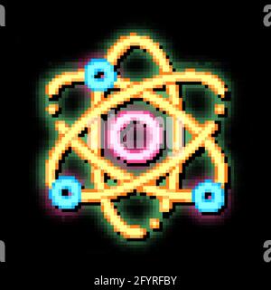 Atom Nucleus And Electron neon glow icon illustration Stock Vector