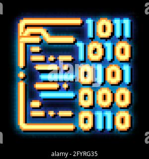 Binary File Coding System neon glow icon illustration Stock Vector