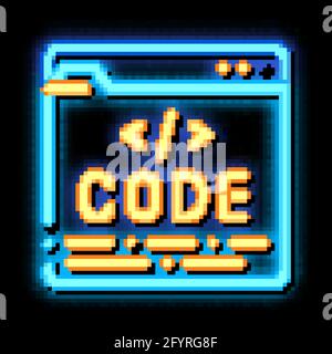 Code File Computer System neon glow icon illustration Stock Vector