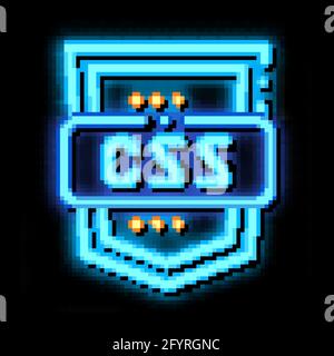 Coding Language CSS System neon glow icon illustration Stock Vector
