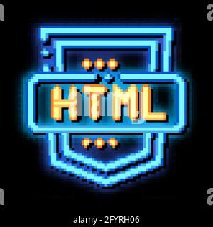 Coding Language HTML System neon glow icon illustration Stock Vector