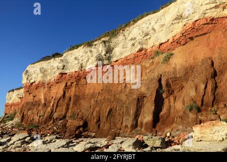 Geology, Cretaceous, sedimentary, rock, formation, Hunstanton Cliffs, Norfolk, England, UK 2 Stock Photo