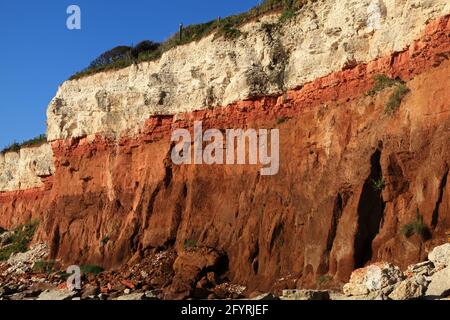 Geology, Cretaceous, sedimentary, rock, formation, Hunstanton Cliffs, Norfolk, England, UK 3 Stock Photo