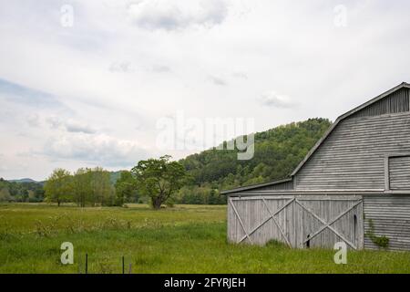 View from the Mast General Store upon this serene farmland in rural Valle Crucis, North Carolina. Stock Photo