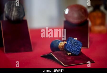 Bucharest, Romania - May 10, 2021: King Carol I of Romania seal stamp is exhibited at the Royal Palace in Bucharest where the National Museum of Art i Stock Photo