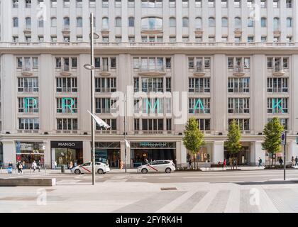 MADRID, SPAIN - May 11, 2021: Facade of the building Primark in Madrid, Spain. Primark is an Irish fast fashion retailer Stock Photo