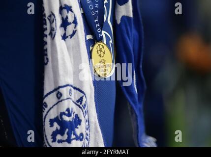 Porto, Portugal, 29th May 2021. Winners medal on a Chelsea player during the UEFA Champions League match at the Estadio do Dragao, Porto. Picture credit should read: David Klein / Sportimage Stock Photo