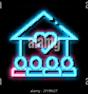 Volunteers Support House neon glow icon illustration Stock Vector