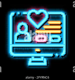 Volunteers Support Website neon glow icon illustration Stock Vector