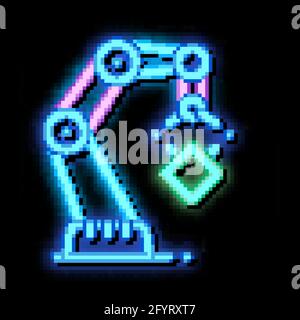 Mechanic Robot Transportation Crane neon glow icon illustration Stock Vector