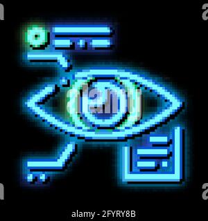 Eye Biometric Data And Information neon glow icon illustration Stock Vector