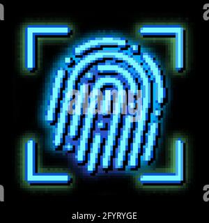 Fingerprint Dactylogram Scanner neon glow icon illustration Stock Vector