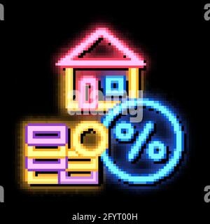 House Mortgage Service Tick neon glow icon illustration Stock Vector