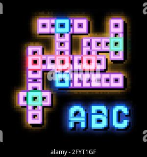Interactive Kids Game Crossword neon glow icon illustration Stock Vector