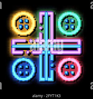 Interactive Kids Ludo Game neon glow icon illustration Stock Vector