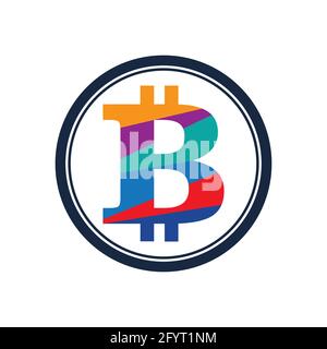 illustration Bitcoin crypto currency logo design Stock Vector