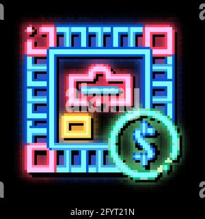 Interactive Kids Game Monopoly neon glow icon illustration Stock Vector
