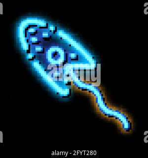 Microscopic Bacteria Germ neon glow icon illustration Stock Vector